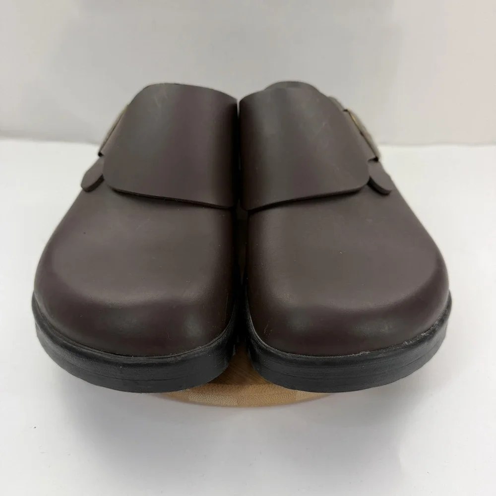 Vintage Birkenstock Betula Charleston Mens 11 Brown Leather Clogs Strap Back